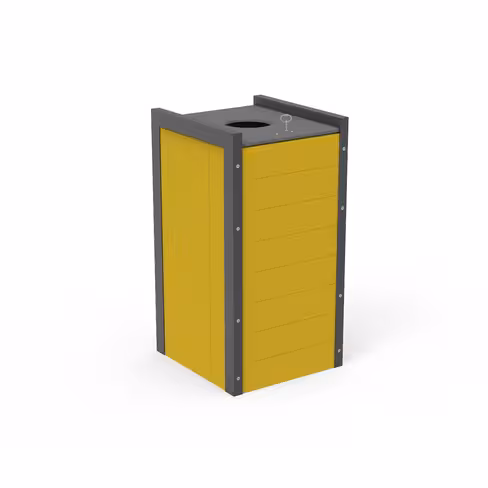 Corbeille de rue Harmonie - lattes plastique recyclé - structure acier - bac 100 l - coloris Pigmentek