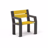 Fauteuil Harmonie - lattes plastique recyclé - piétement acier - l. 70 cm - coloris Pigmentek