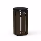 Corbeille de rue Forestière Origine - lattes plastique recyclé - bac 70 l - avec couvercle - coloris standard