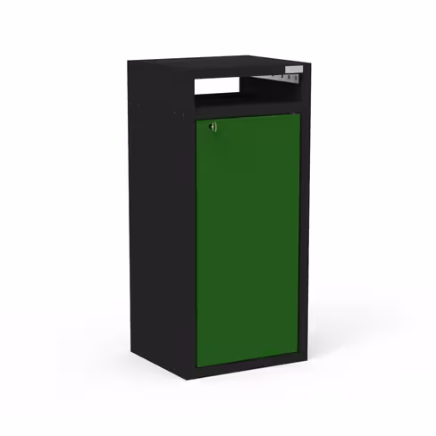 Corbeille de rue Arena Origine - lattes plastique recyclé - verrou - bac 100 l - structure noire - coloris Pigmentek