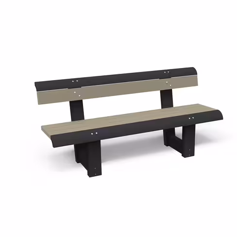 Banc public Osaka - lattes plastique recyclé - l. 180 cm - pieds noir - coloris standard