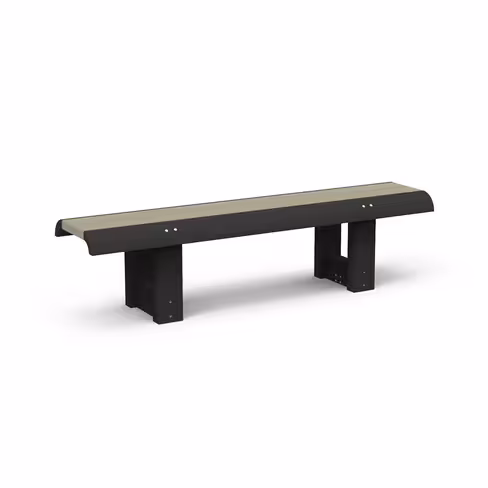 Banquette public Osaka - lattes plastique recyclé - l. 180 cm - pieds noir - coloris standard