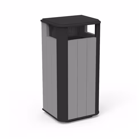 Corbeille de rue Osaka - lattes plastique recyclé - bords arrondis noirs - porte-sac 70 l - coloris standard