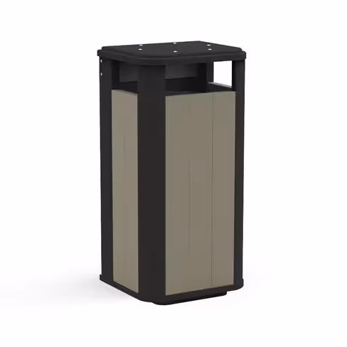 Corbeille de rue Osaka - lattes plastique recyclé - bords arrondis noirs - bac 100 l - coloris standard