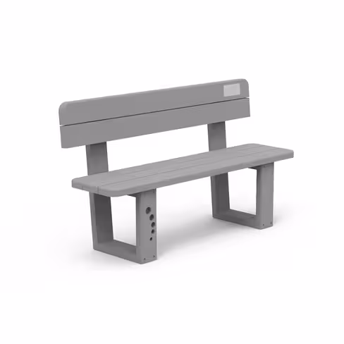 Banc public Ubicuity - éco-conçu - plastique recyclé - l. 150 cm - gris argenté