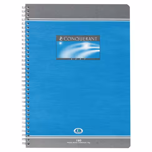Cahier A4 spirale Conquérant 180 pages - quadrillé