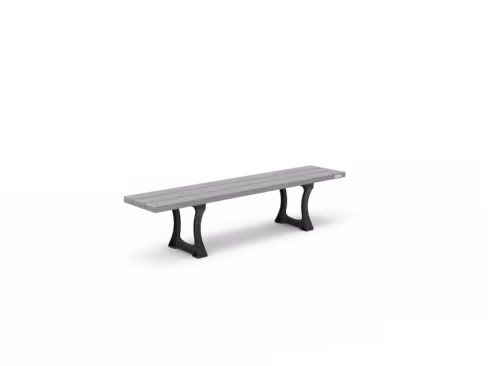 Banquette public Urbain - lattes plastique recyclé - piétement fonte - l. 180 cm - coloris standard