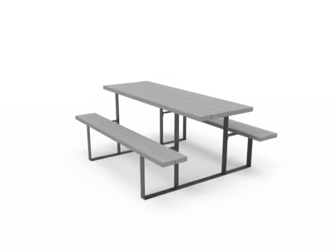 Table de pique-nique Evok Origine - lattes plastique recyclé - piétement acier - l. 180 cm - coloris standard