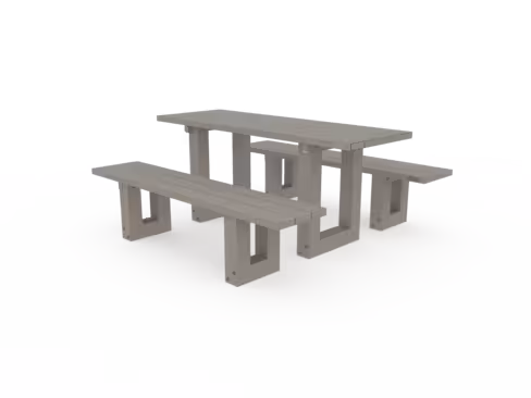 Ensemble table de pique-nique avec banquettes Londura - lattes plastique recyclé - l. 180 cm - coloris standard