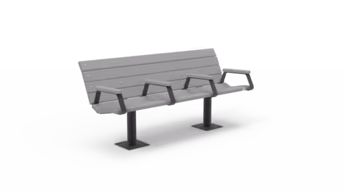 Banc public Major avec 4 accoudoirs - lattes plastique recyclé - piétement acier - l. 180 cm - coloris standard