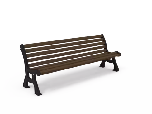 Banc public public Saturne - lattes plastique recyclé - piétement fonte - l. 197 cm - coloris standard