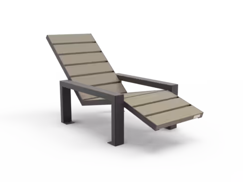 Chaise longue Osmose Harmonie - lattes plastique recyclé - piétement acier - l. 150 cm - coloris standard