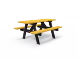 Table de pique nique Forestière Origine - lattes plastique recyclé - l. 180 cm - piétement noir - coloris Pigmentek