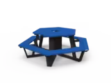 Table de pique nique Agora Origine - latte plastique recyclé - hexagonale Ø 240 cm pieds noir - coloris Pigmentek