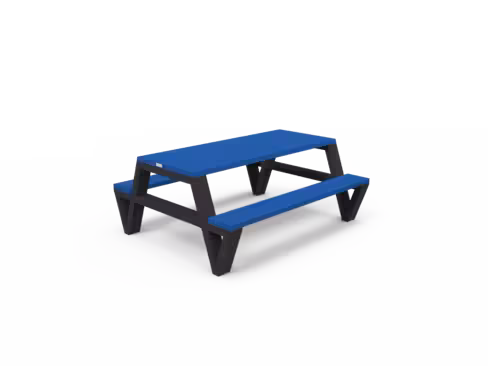 Table de pique nique Pointe - lattes plastique recyclé - l. 180 cm - pieds noir - coloris Pigmentek