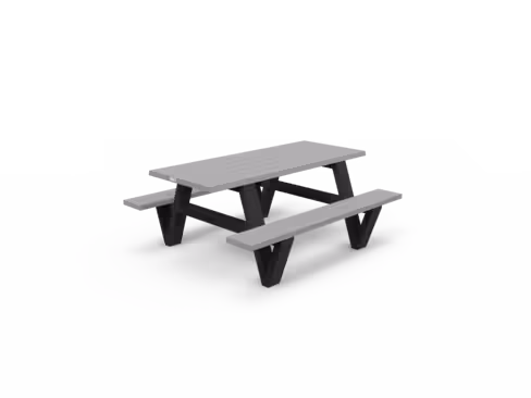 Table de pique nique Pointe - PMR - lattes plastique recyclé - l. 180 cm - pieds noir - coloris standard