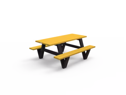 Table de pique nique Pointe - PMR - lattes plastique recyclé - l. 180 cm - pieds noir - coloris Pigmentek