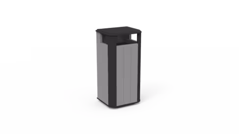 Corbeille de rue Osaka - lattes plastique recyclé - bords arrondis noirs - bac 70 l - coloris standard