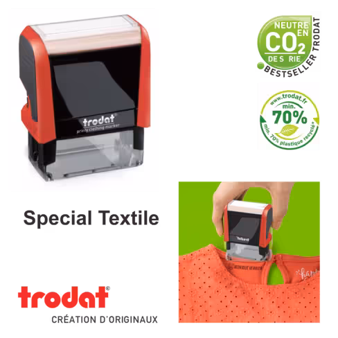 Tampon automatique personnalisé Trodat 4911 Printy 4.0 - spécial textile - 38 x 14 mm