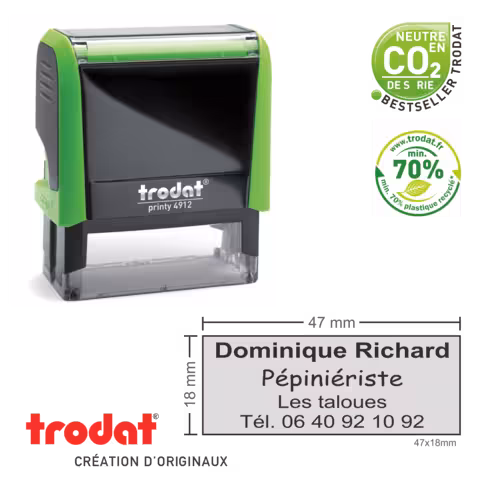 Tampon automatique personnalisé Trodat 4912 Printy 4.0 - 47 x 18 mm