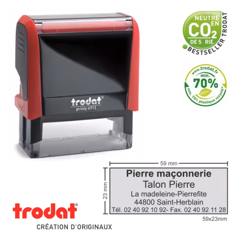 Tampon automatique personnalisé Trodat 4913 Printy 4.0 - 58 x 22 mm