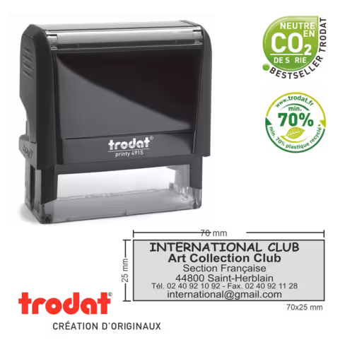Tampon automatique personnalisé Trodat 4915 Printy 4.0 - 70 x 25 mm