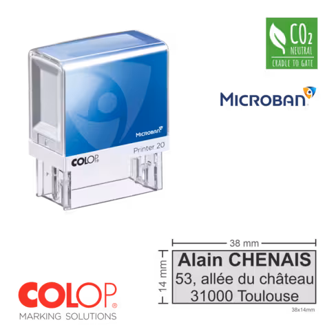 Tampon automatique personnalisé Colop Printer 20 - 38 x 14 mm