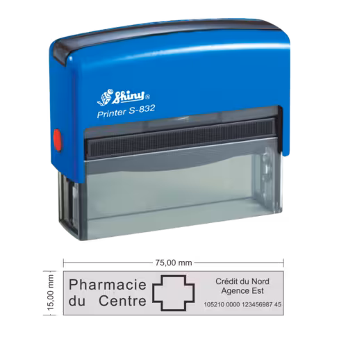 Tampon personnalisé Shiny Printer S-832 - 3 lignes - 75 x 15 mm