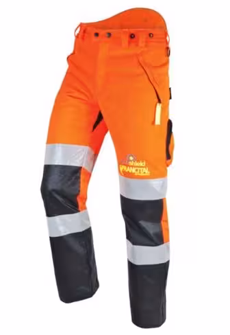 Pantalon forestier HV Hades - FI502 - Francital - ceinture élastiquée bavette dorsale - orange fluo