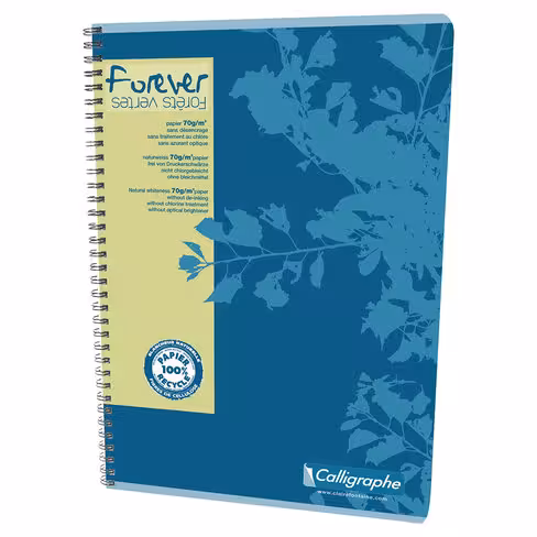 Cahier calligraphe A4 spirale Clairefontaine Forever - 180 pages - ligné - lot de 5