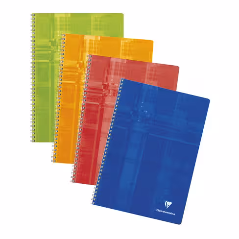 Cahier à spirale A4 Clairefontaine – 21x29.7 cm – 90G –100 pages lignées avec marge
