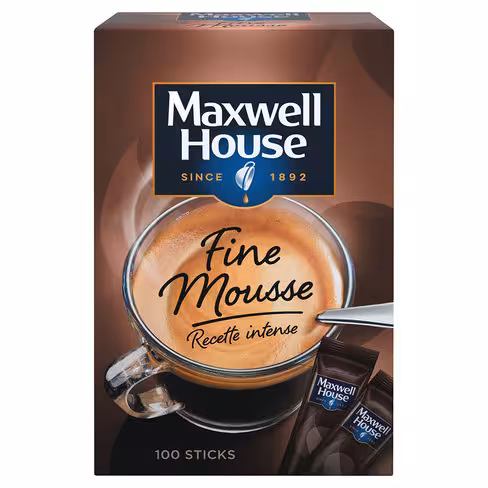 Café soluble Maxwell House fine mousse intense - boîte de 100 sticks