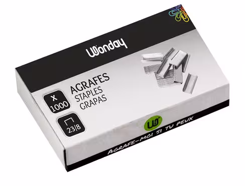 Agrafe - 23/10 galvanisé - capacité d'agrafage - 3,2 mm - lot de 1 000