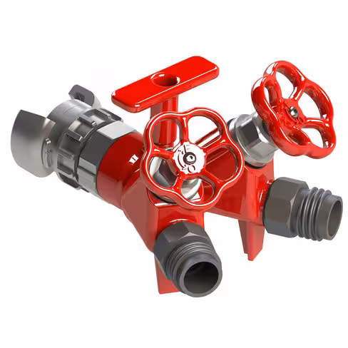 Division à volants - entrée 1 x DSP 40 à verrou - sortie 2 x GFR mâles DN20