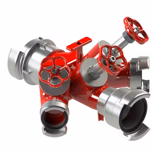 Division à volants - entrée 1 x AR 100 à verrou - sorties 2x DSP 65 et 1 x AR 100 sans verrou PN 16