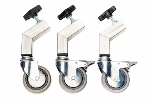 Ensemble de 3 adaptateurs roulettes dont 2 avec frein - pour perches 3 et 4 m