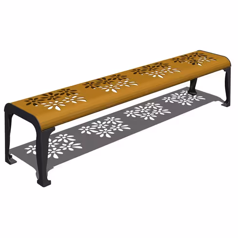 Banquette Cherry Flowers - assise et piétement métal - l. 200 cm - déchargé sous abri