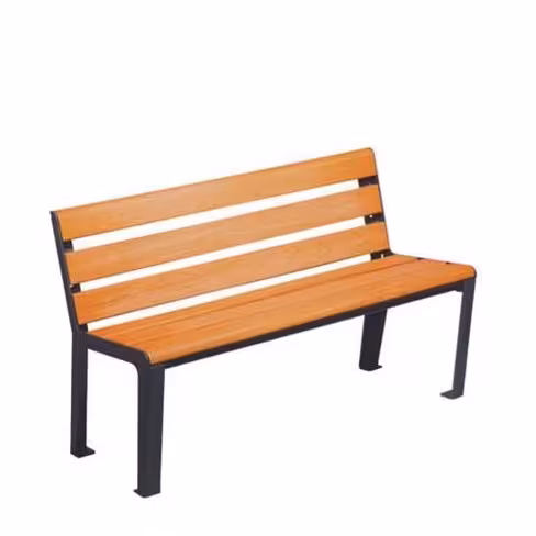 Banc Duo Symbios - assise bois résineux - piétement métal - l. 120 cm - déchargé sous abri