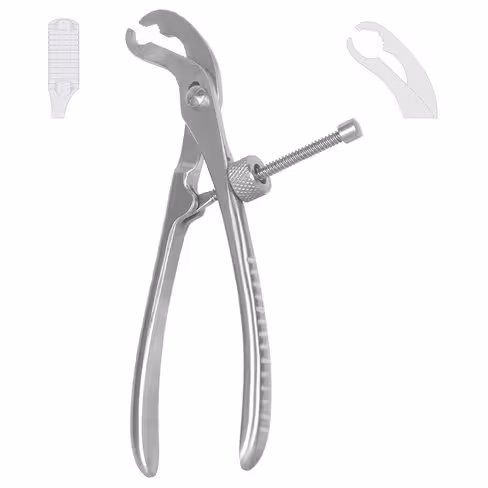 Davier porte-os 15 cm, à centrage automatique, avec cremallière filetée