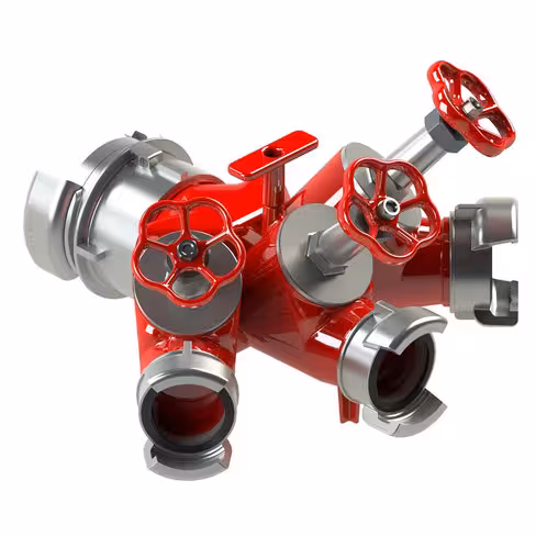 Division à 3 robinets à volant - entrée 1x AR 100 à verrou - sorties 3x DSP 65 sans verrou - aluminium