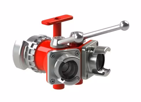 Division vanne quart de tour Bipok 2017 - entrée 1x DSP 65 à verrou - sortie 2x DSP 40 sans verrou - aluminium