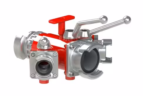 Division vanne quart de tour Tripok 2016 - entrée 1x DSP 65 à verrou - sortie 3x DSP 40 sans verrou - aluminium