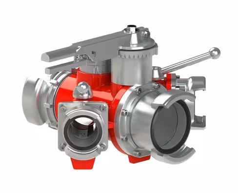 Division vanne quart de tour Tripok 2016 - entrée 1x AR 100 à verrou - sorties 1x AR 100 + 2x DSP 65 sans verrou - alu