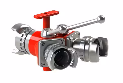 Division vanne quart de tour Bipok 2017 - entrée 1x DSP 50 à verrou - sortie 2x DSP 50 à verrou - aluminium