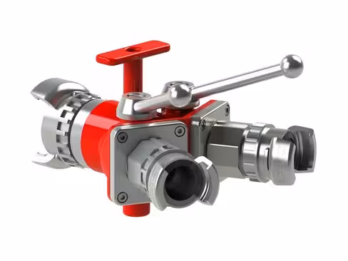 Division vanne quart de tour Bipok 2017 - entrée 1x DSP 65 à verrou - sortie 2x DSP 40 à verrou - aluminium