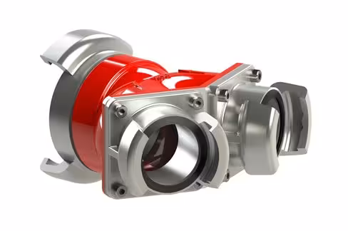 Collecteur à clapet - entrée 2x DSP 65 sans verrou - sortie 1x AR 100 sans verrou - aluminium