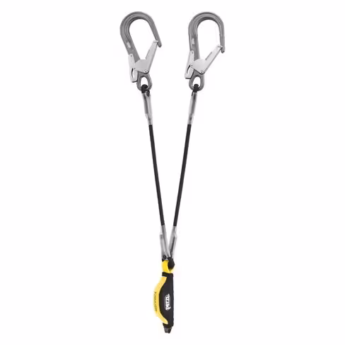Longe double avec absorbeur d'énergie - Petzl - connecteur mgo a grande ouverture - l. 1,5 m