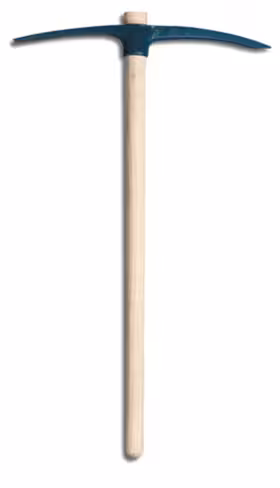 Pioche oeil rond de terrassier emmanchée - manche bois 90 cm - 2,5 kg