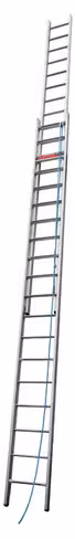 Echelle - h. 4,60/8,20 m - 2 plans - corde sur le côté - aluminium