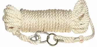 Cordage nylon 20 m - diam. 18 mm - avec 1 mousqueton et 1 anneau 70 x 10 mm